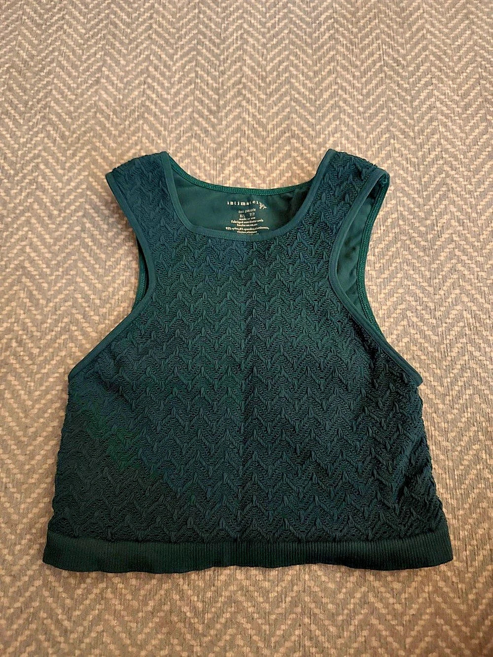 intimately free Textured Green Tank Top Size Medium Like New